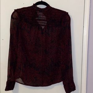 Mesh burgundy blouse